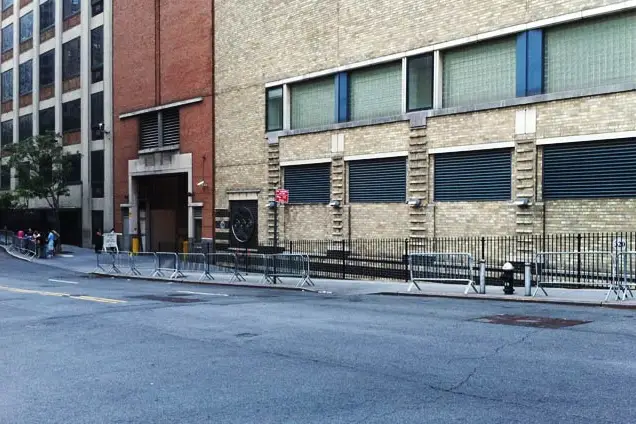 Barricades set up outside the View studios on West 66th Street